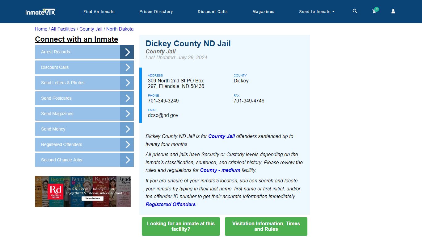 Dickey County ND Jail - Inmate Locator